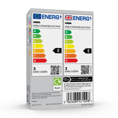 ASDA LED candle bulb B22 2 pack 250 lumens (British brand)
