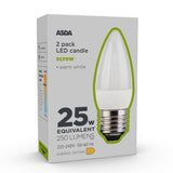 ASDA LED candle bulb warm white E27 2-pack (British brand)