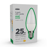 ASDA LED candle 25W 2 pack SES E14, imported from the UK