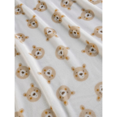George Home natural bear print fleece blanket 150x120 cm, imported from the UK