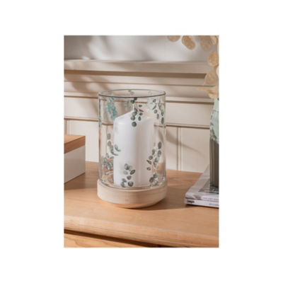 Stacey Solomon green glass and wood candleholder 13x13x20 cm, British brand