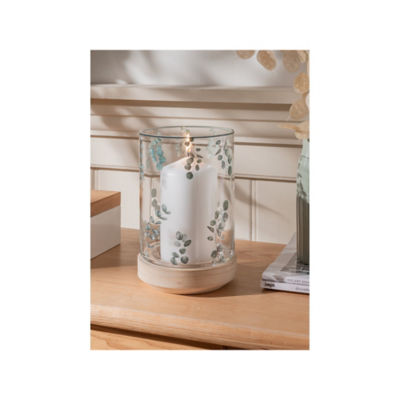 Stacey Solomon green glass and wood candleholder 13x13x20 cm, British brand