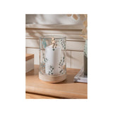 Stacey Solomon green glass and wood candleholder 13x13x20 cm, British brand