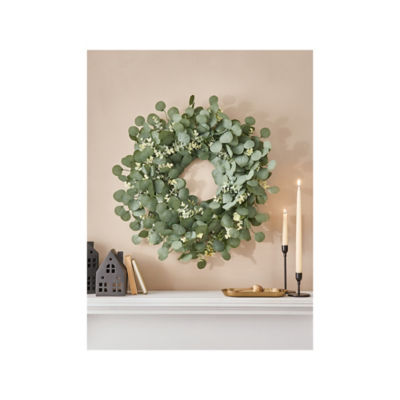 At Home with Stacey Solomon green foliage wreath with LED lights 54cm (British brand)