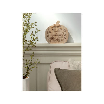 Stacey Solomon light wood pumpkin sign 17cm, imported from the UK
