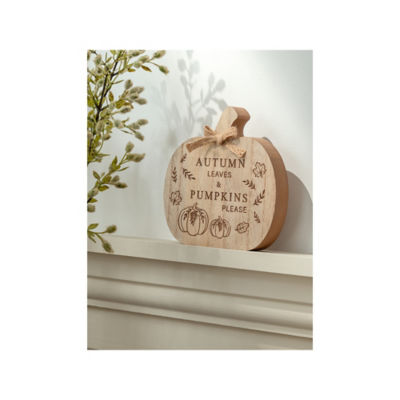 Stacey Solomon light wood pumpkin sign 17cm, imported from the UK