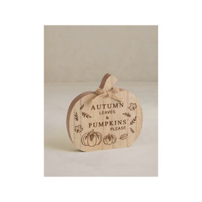 Stacey Solomon light wood pumpkin sign 17cm, imported from the UK