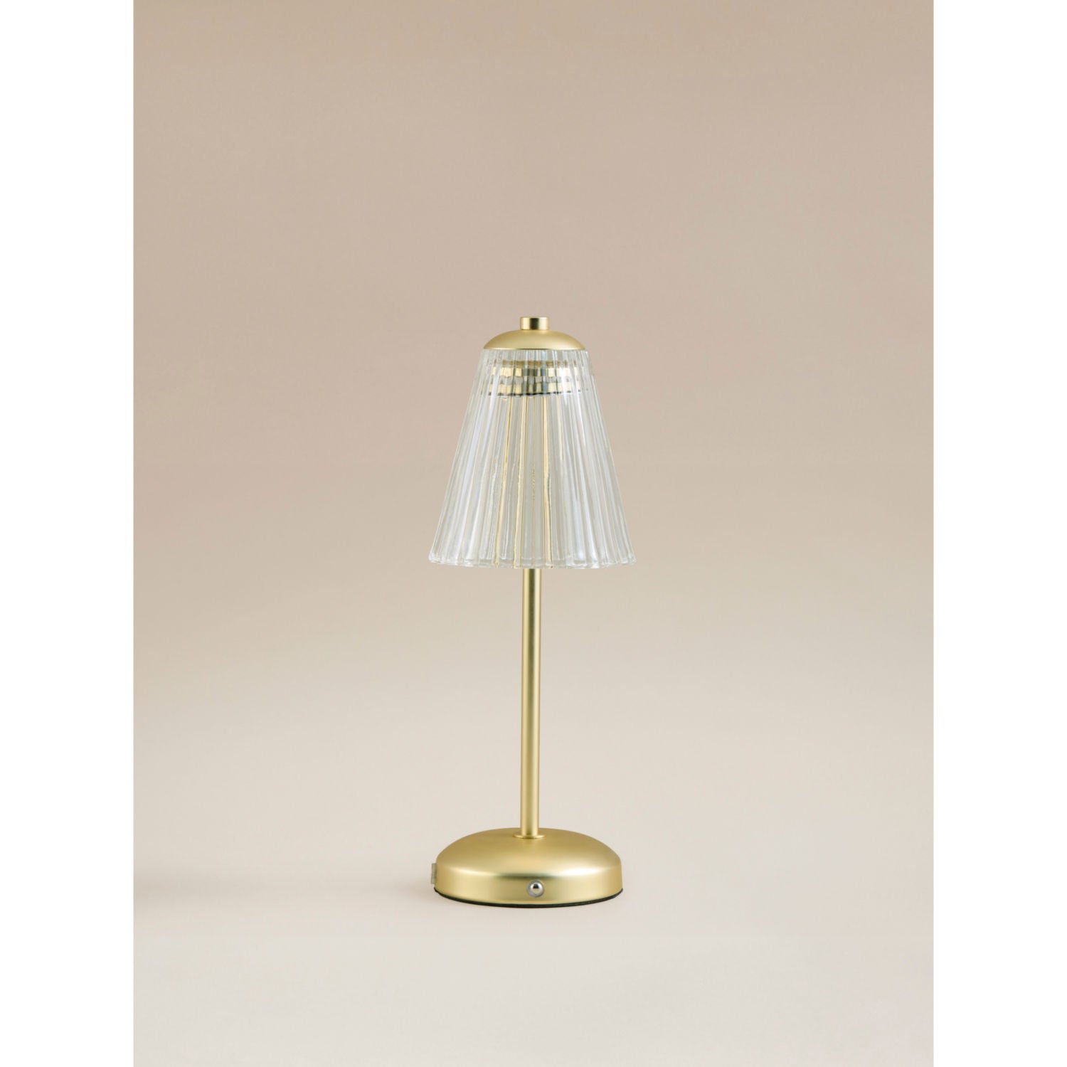 George Home gold-tone LED lamp with ribbed shade, imported from the UK