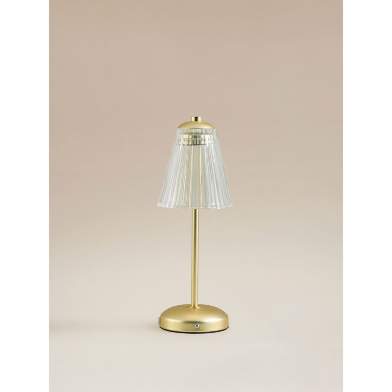 George Home gold-tone LED lamp with ribbed shade, imported from the UK