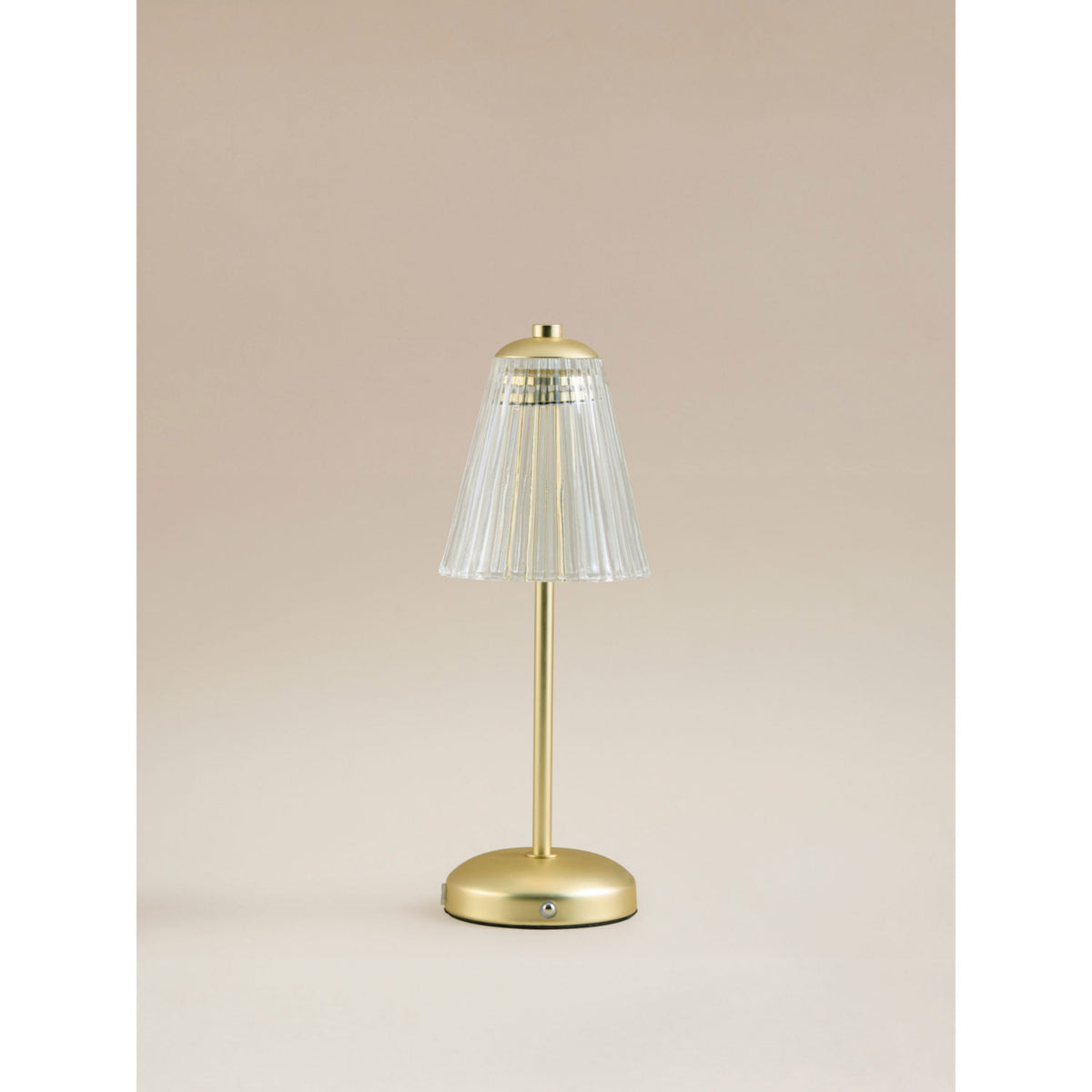George Home gold-tone LED lamp with ribbed shade, imported from the UK