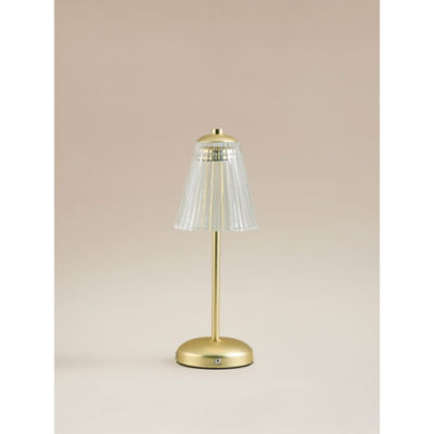 George Home gold-tone LED lamp with ribbed shade, imported from the UK
