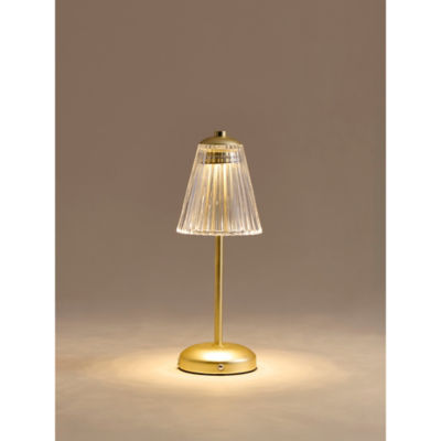 George Home gold-tone LED lamp with ribbed shade, imported from the UK
