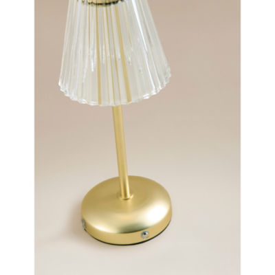 George Home gold-tone LED lamp with ribbed shade, imported from the UK