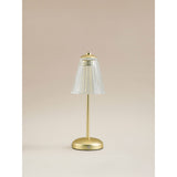 George Home gold-tone LED lamp with ribbed shade, imported from the UK