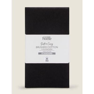 George Home black brushed cotton pillowcase pair (British brand)