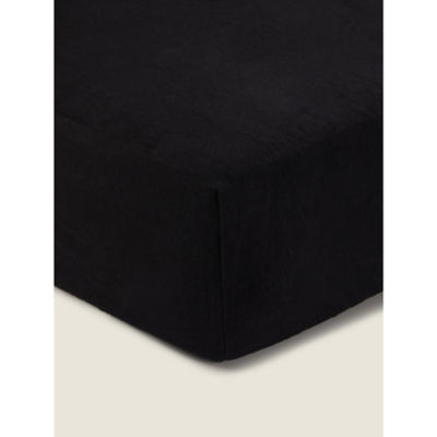 George Home black brushed cotton fitted sheet super king, UK version