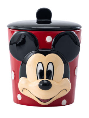 Disney Mickey Mouse red earthenware cookie jar (British brand)