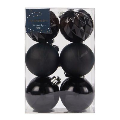 George Home black baubles 12 pack for Christmas tree - British product