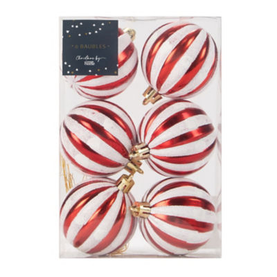 George Home candy cane baubles 6 pack (British brand)