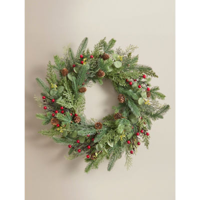 George Home green red pinecone wreath 50cm, imported from the UK