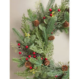 George Home green red pinecone wreath 50cm, imported from the UK