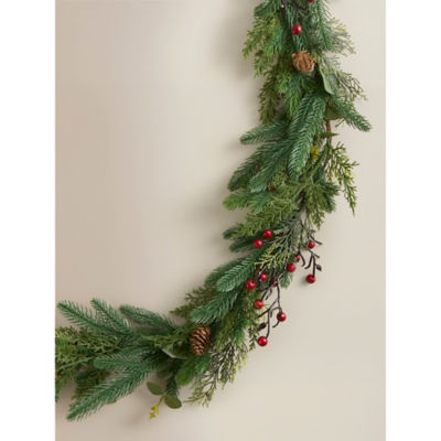 George Home green red pinecone Christmas garland 90cm - British product