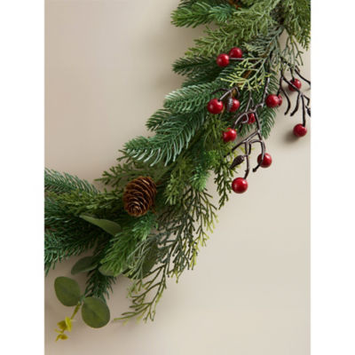 George Home green red pinecone Christmas garland 90cm - British product