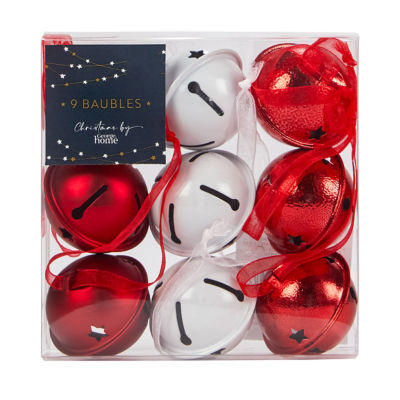 George Home red metal bell baubles 9 pack, UK version