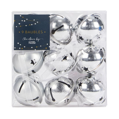 George Home silver metal bell baubles 9 pack (British brand)