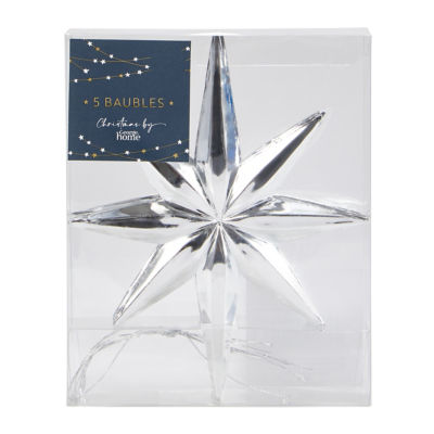 George Home silver star Christmas baubles 5 pack (British brand)
