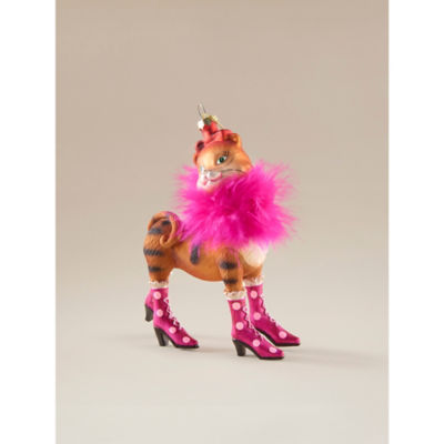 George Home pink cat bauble 14x19x4cm (British brand)