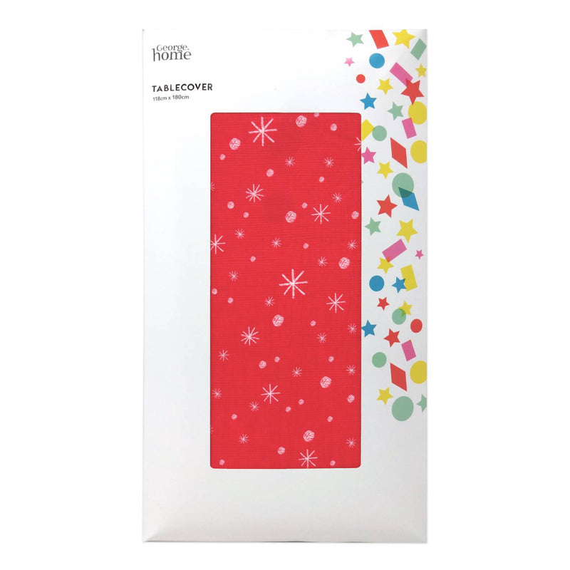 George Home red snowflake paper tablecover 118x180cm, imported from the UK