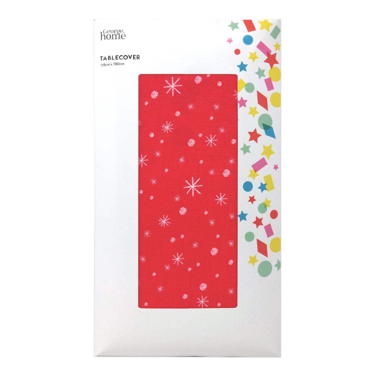 George Home red snowflake paper tablecover 118x180cm, imported from the UK