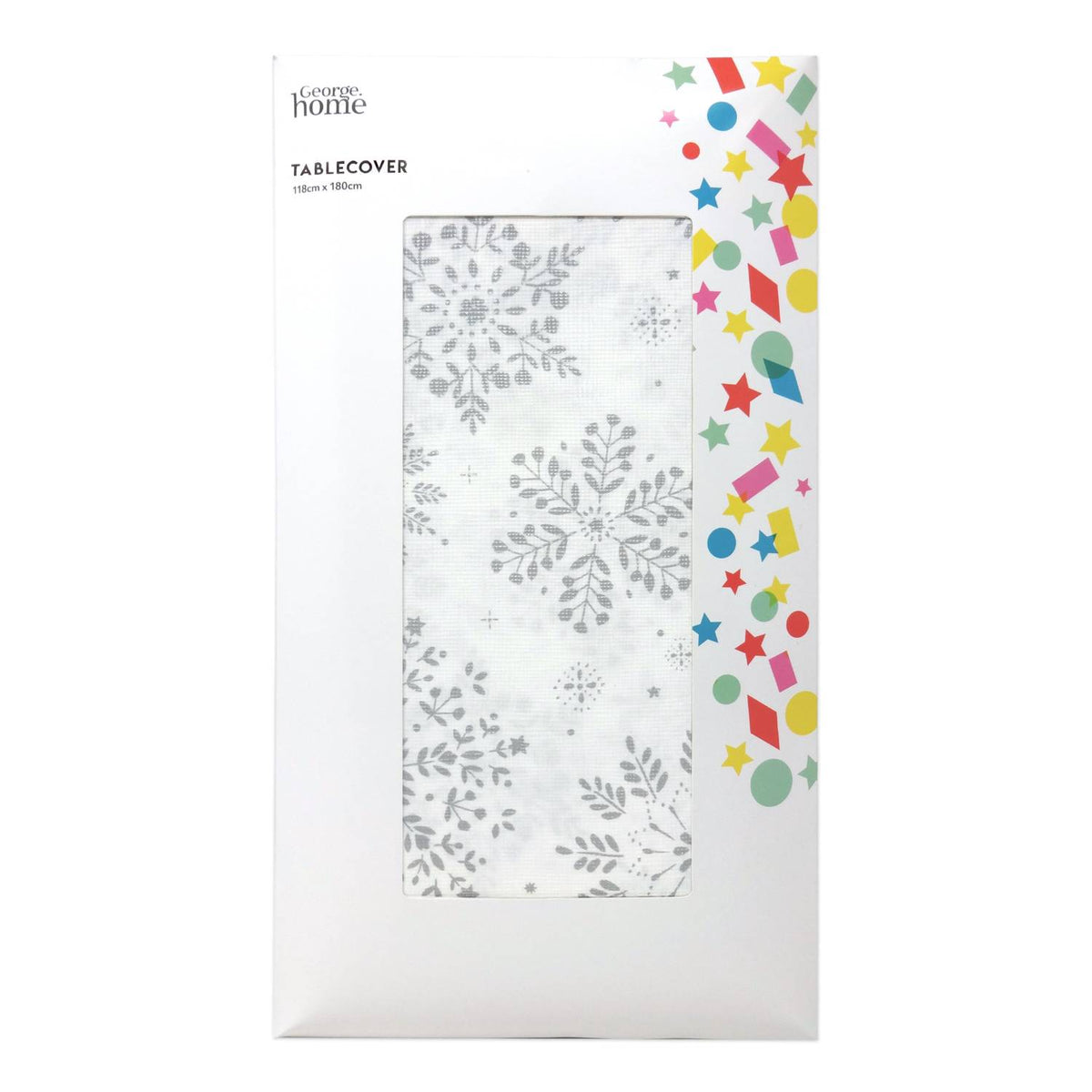 George Home snowflakes tablecover white silver 118x180cm, UK version
