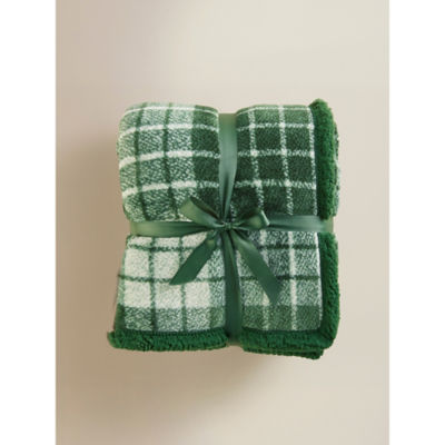 George Home green check sherpa throw 120x150 cm (British brand)