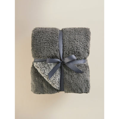 George Home grey marl teddy throw 120x150cm, imported from the UK