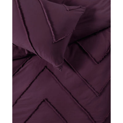 George Home king duvet set blackcurrant zig zag cotton (British brand)