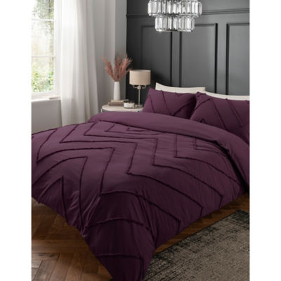 George Home blackcurrant tufted zig zag duvet set super king (British brand)
