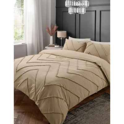 George Home duvet set natural tufted zig zag king, imported from the UK