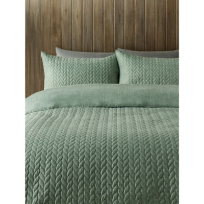 George Home green texture print reversible duvet set single (British brand)