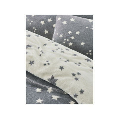 George Home duvet cover set grey star print teddy double, UK version