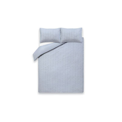 George Home Grey Seersucker Duvet Set Double (British brand)