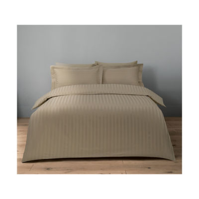 ASDA George Home Natural 100% Cotton Sateen Stripe Duvet Set - Double- Buy online at McGrocer