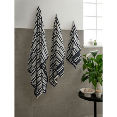 George Home Mingle Stripe Bath Towel, black and white (British brand)