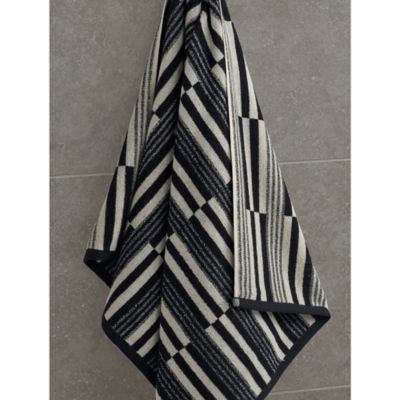 George Home Mingle Stripe Bath Towel, black and white (British brand)