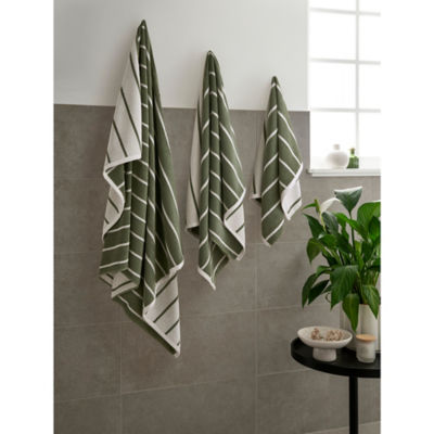 George Home bath towel pinstripe olivine - British product