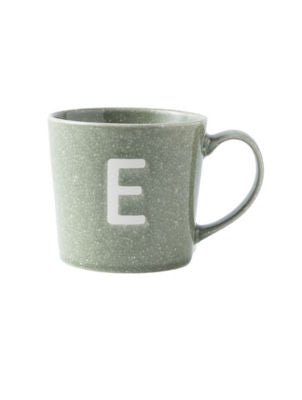 George Home alphabet reactive stoneware mug with letter E - British product