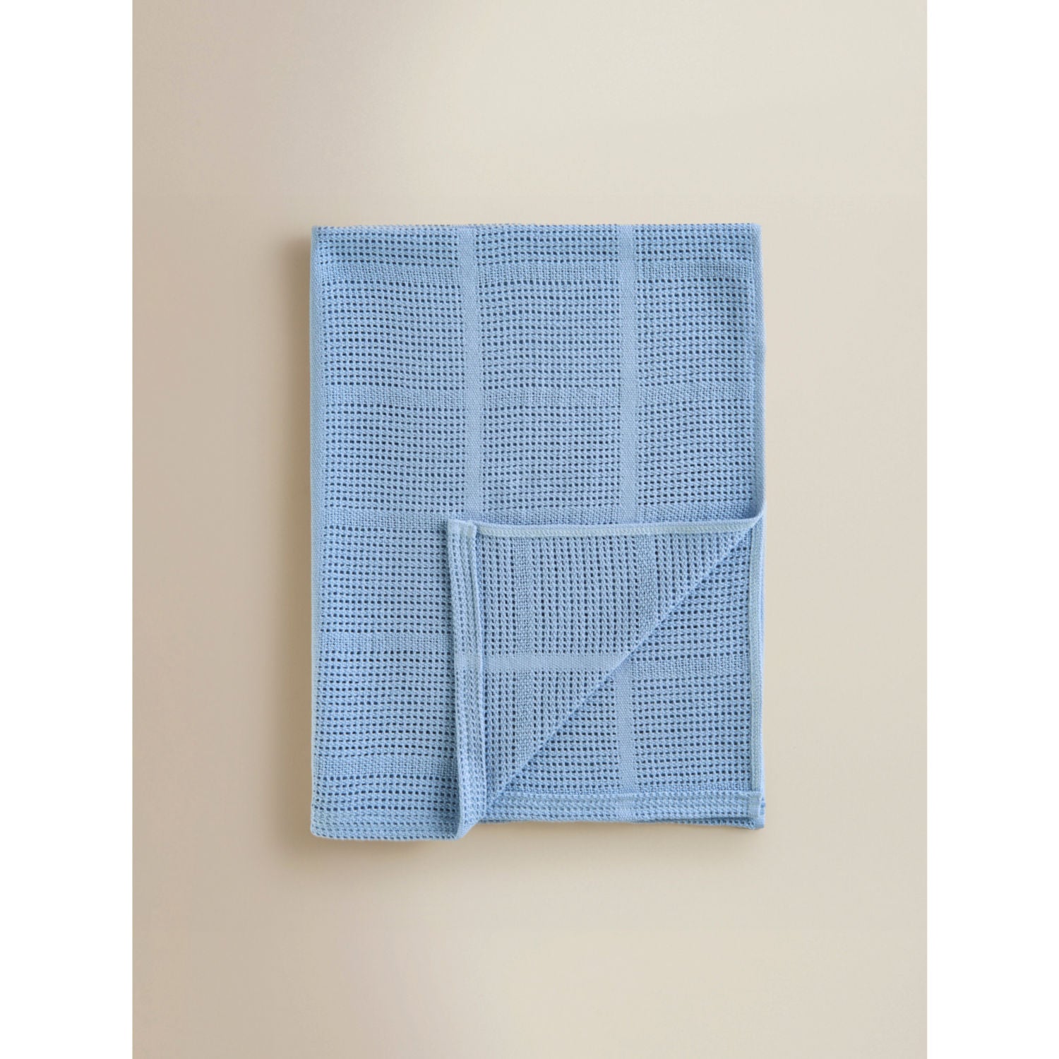 George Home blue cotton cellular shawl blanket 90x70cm (British brand)