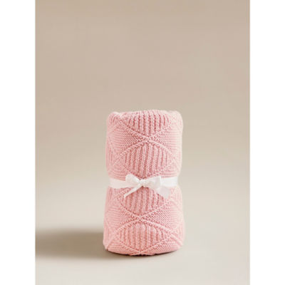 George Home pink sherpa-backed knit blanket 75x100cm, UK version