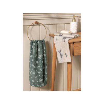 Stacey Solomon guest towel with stag and mistletoe pattern - British product